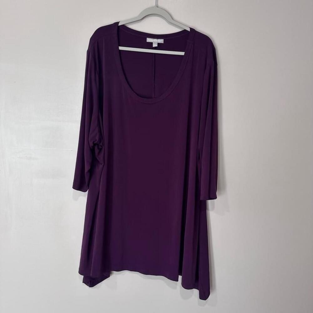 Woman Within  3/4 Sleeve Scoop Neck Tunic dress burgundy 4X